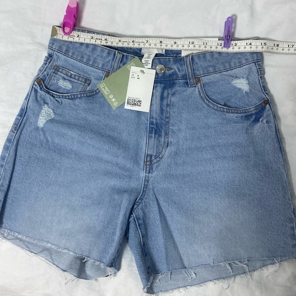 Women’s NWT H&M light blue‎ denim cut off high waisted jean shorts size 8 - Picture 5 of 12